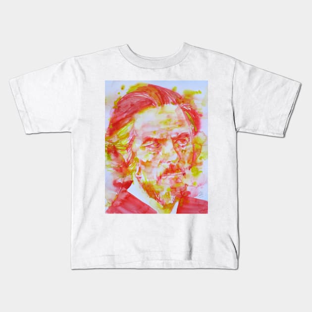 ALAN WATTS - watercolor portrait.2 Kids T-Shirt by lautir